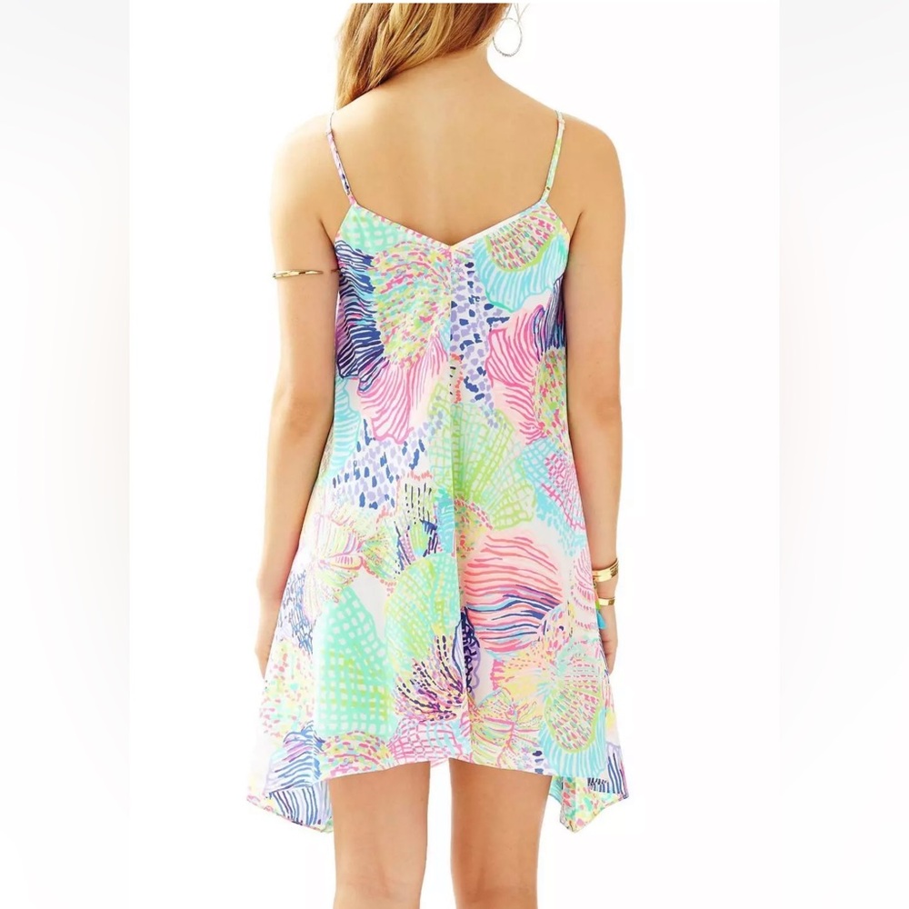 Lilly Pulitzer Clara Multi Roar of The Seas Asymmetric Hem Slip Dress - Picture 3 of 15